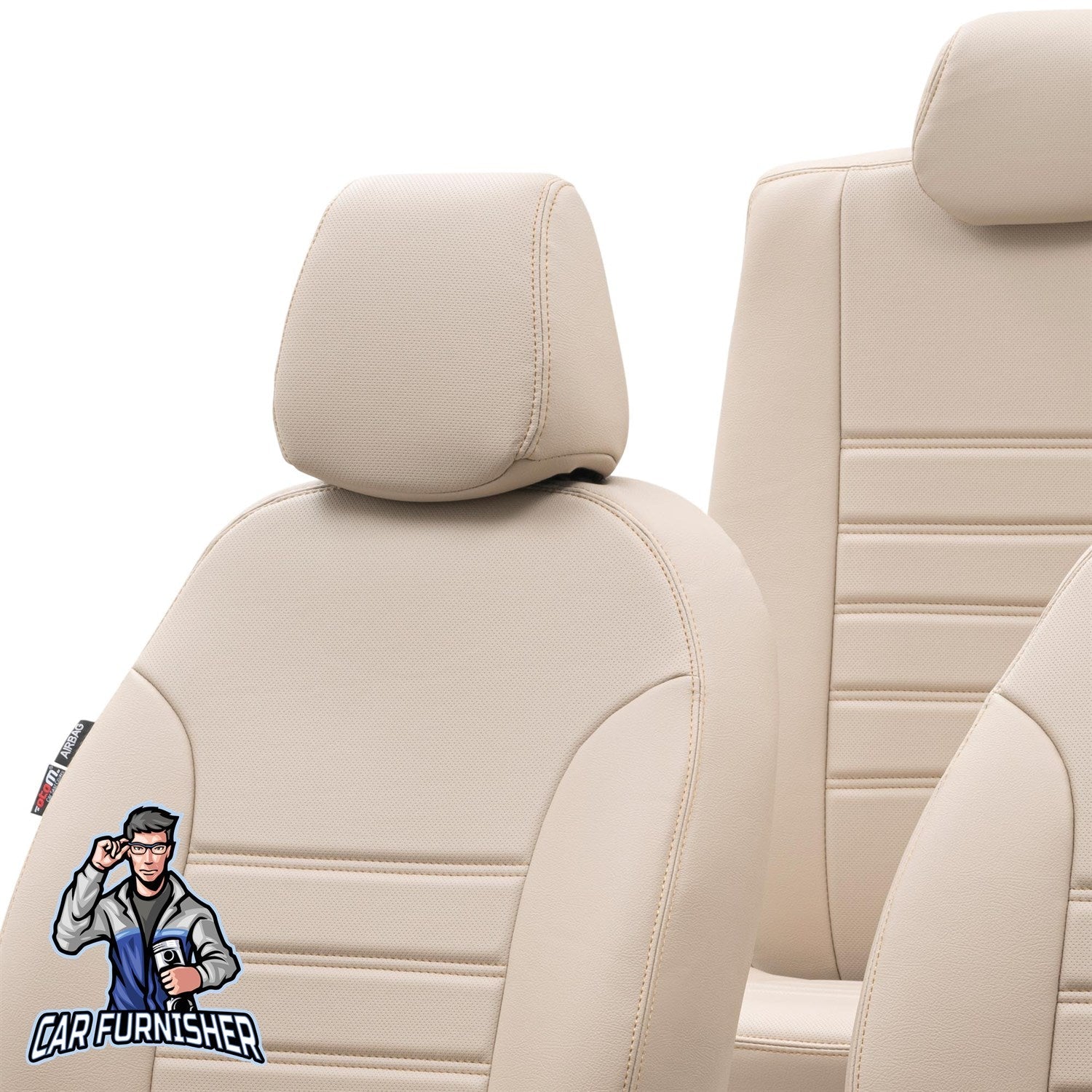 Mitsubishi Outlander Car Seat Covers 2012-2023 Istanbul Design Beige Leather & Fabric