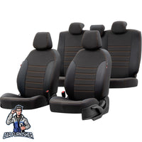Thumbnail for Opel Vectra Seat Covers Paris Leather & Jacquard Design Dark Beige Leather & Jacquard Fabric