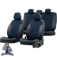 Thumbnail for Opel Vectra Seat Covers Paris Leather & Jacquard Design Blue Leather & Jacquard Fabric