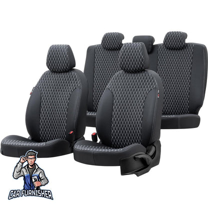 Peugeot 208 Seat Covers Amsterdam Leather Design Dark Gray Leather