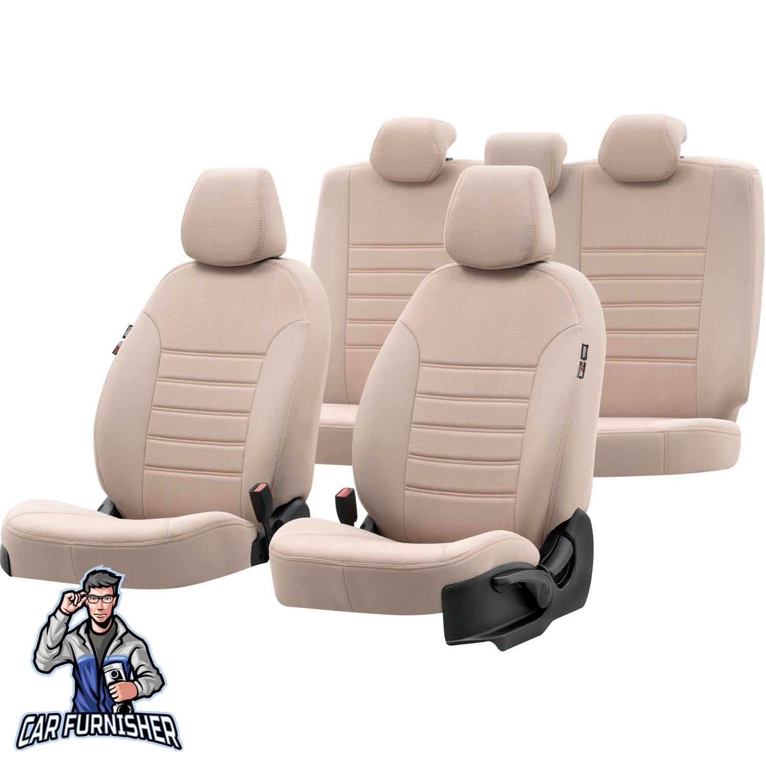 Mini Clubman Car Seat Covers 2015-2023 Original Design Beige Full Set (5 Seats + Handrest) Fabric