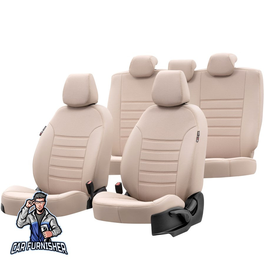 Ssangyong Actyon Seat Covers Paris Leather & Jacquard Design Beige Leather & Jacquard Fabric