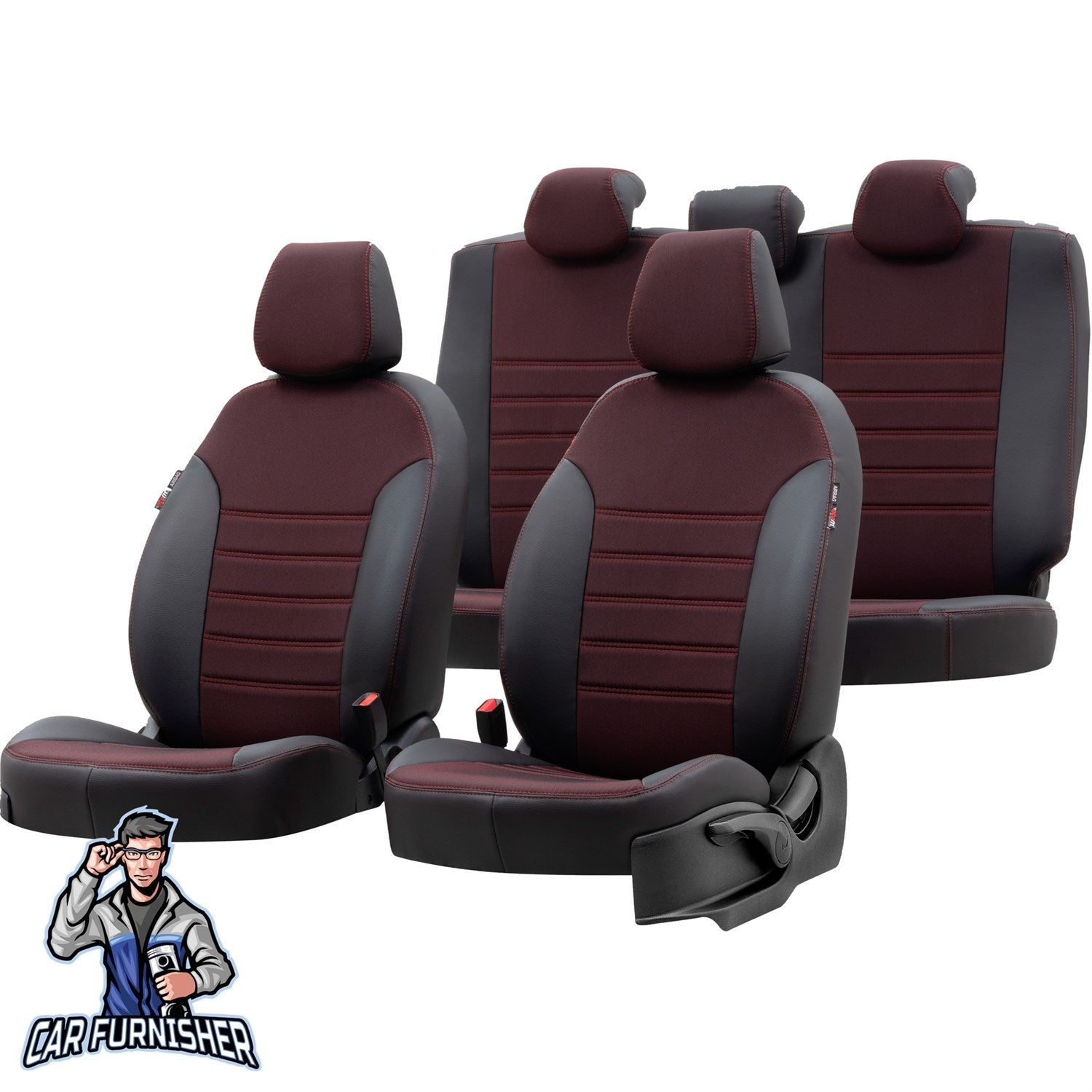 Peugeot Expert Car Seat Covers 2008-2023 Paris Design Red Leather & Fabric
