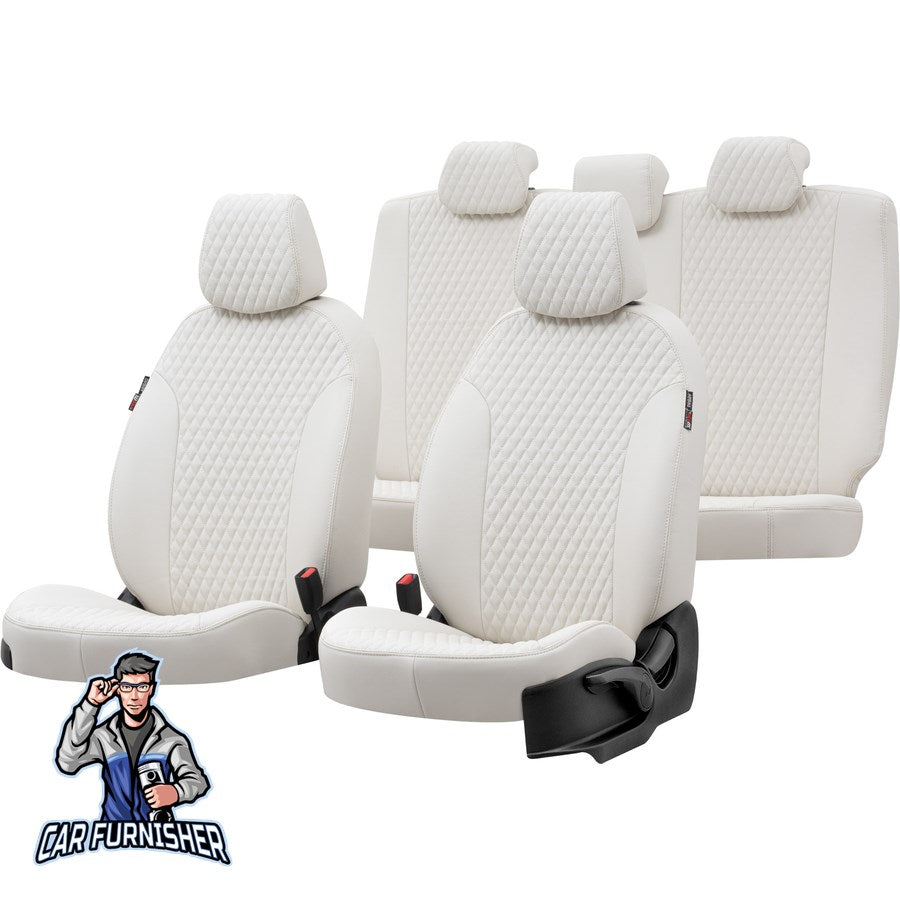 Seat Leon Car Seat Covers 1999-2023 Amsterdam Design Ivory Full Set (5 Seats + Handrest) Full Leather