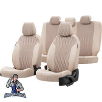 Thumbnail for Jeep Renegade Seat Covers Tokyo Foal Feather Design Beige Leather & Foal Feather