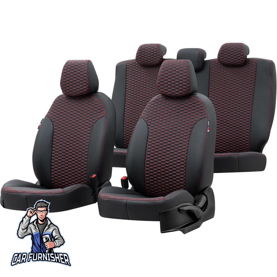 Nissan Almera Car Seat Covers 1995-2008 Tokyo Design Red Full Set (5 Seats + Handrest) Full Leather