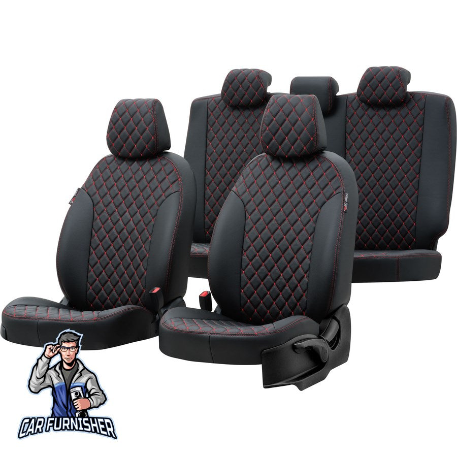 Opel Vectra Car Seat Covers 1988-2008 A/B/C Madrid Design Dark Red Full Set (5 Seats + Handrest) Full Leather