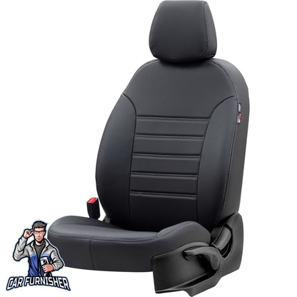 Peugeot 301 Car Seat Covers 2012-2023 New York Design Black Full Set (5 Seats + Handrest) Leather & Fabric