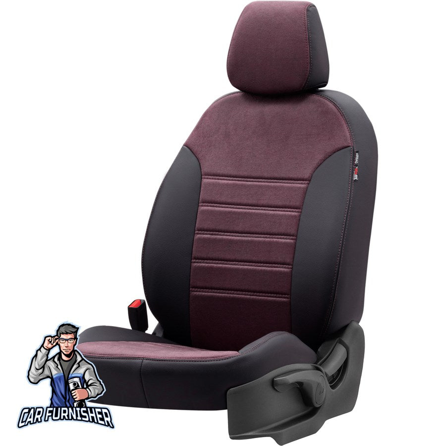 Renault Master Seat Covers Milano Suede Design Burgundy Leather & Suede Fabric