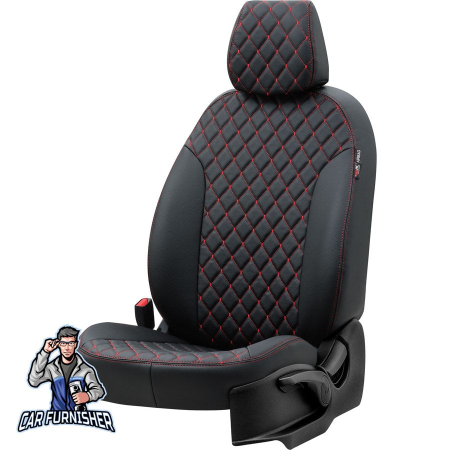 Seat Toledo Car Seat Covers 1999-2017 Madrid Design Dark Red Full Set (5 Seats + Handrest) Full Leather