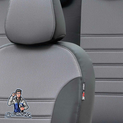 Mazda E2200 Seat Covers Paris Leather & Jacquard Design Gray Leather & Jacquard Fabric