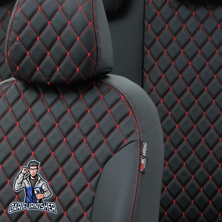 Renault Fluence Car Seat Covers 2009-2016 Madrid Design Dark Red Full Set (5 Seats + Handrest) Full Leather