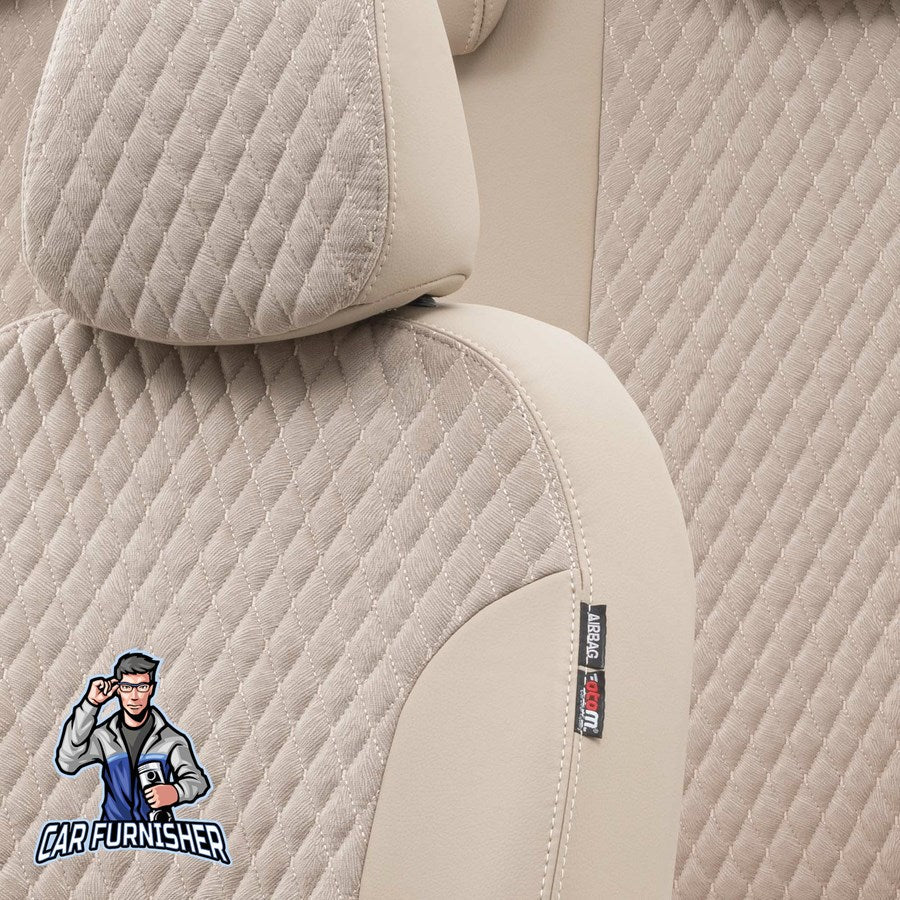 Skoda Fabia Seat Covers Amsterdam Foal Feather Design Beige Leather & Foal Feather