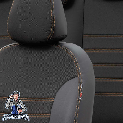 Mercedes CLS Seat Covers Paris Leather & Jacquard Design Dark Beige Leather & Jacquard Fabric