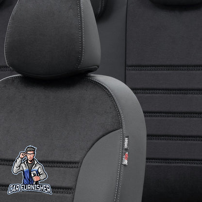 Mitsubishi L-200 Seat Covers Milano Suede Design Black Leather & Suede Fabric