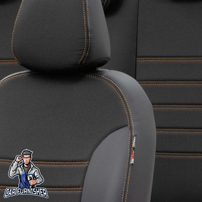 Peugeot 207 Seat Covers Paris Leather & Jacquard Design Dark Beige Leather & Jacquard Fabric