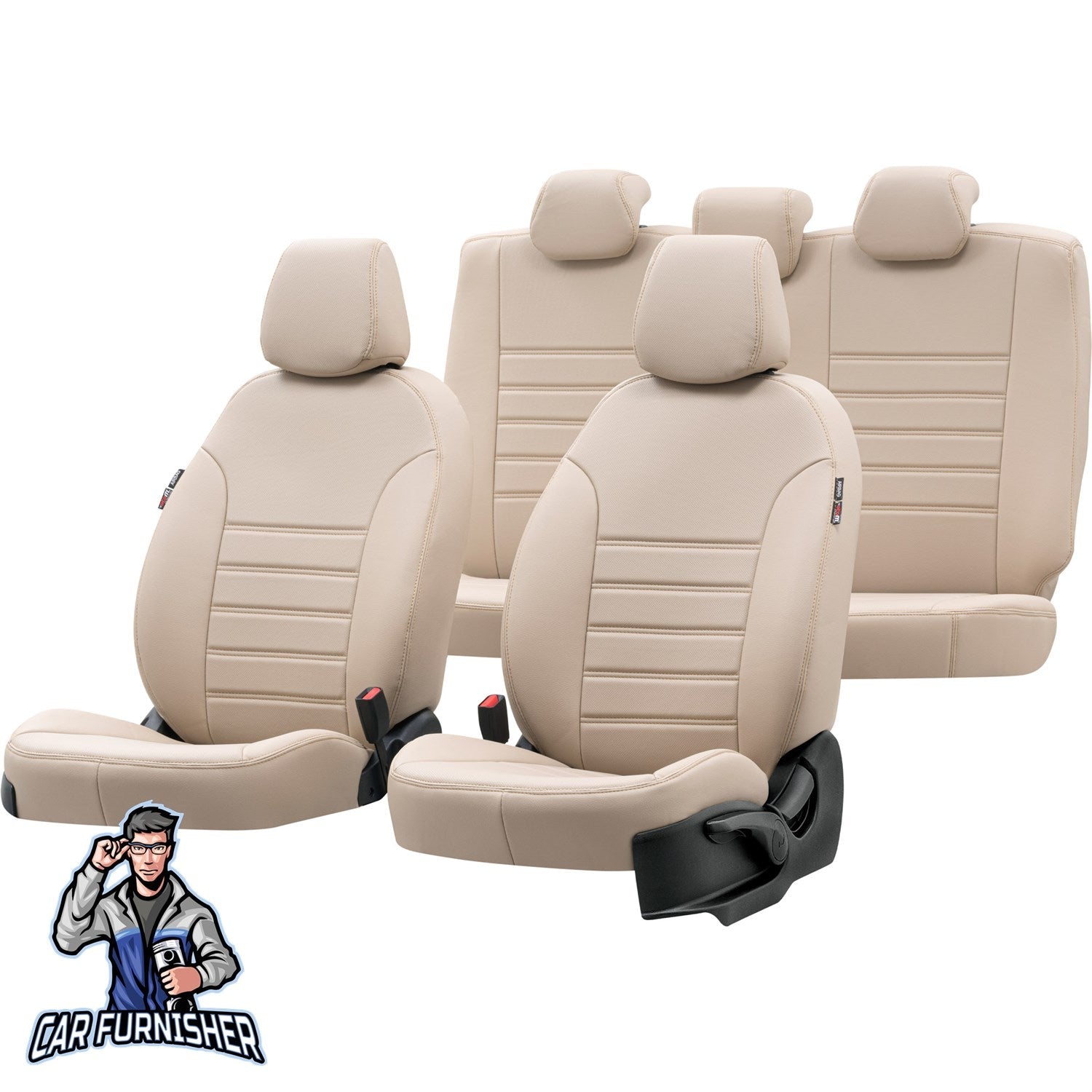 Mitsubishi Outlander Car Seat Covers 2012-2023 Istanbul Design Beige Leather & Fabric