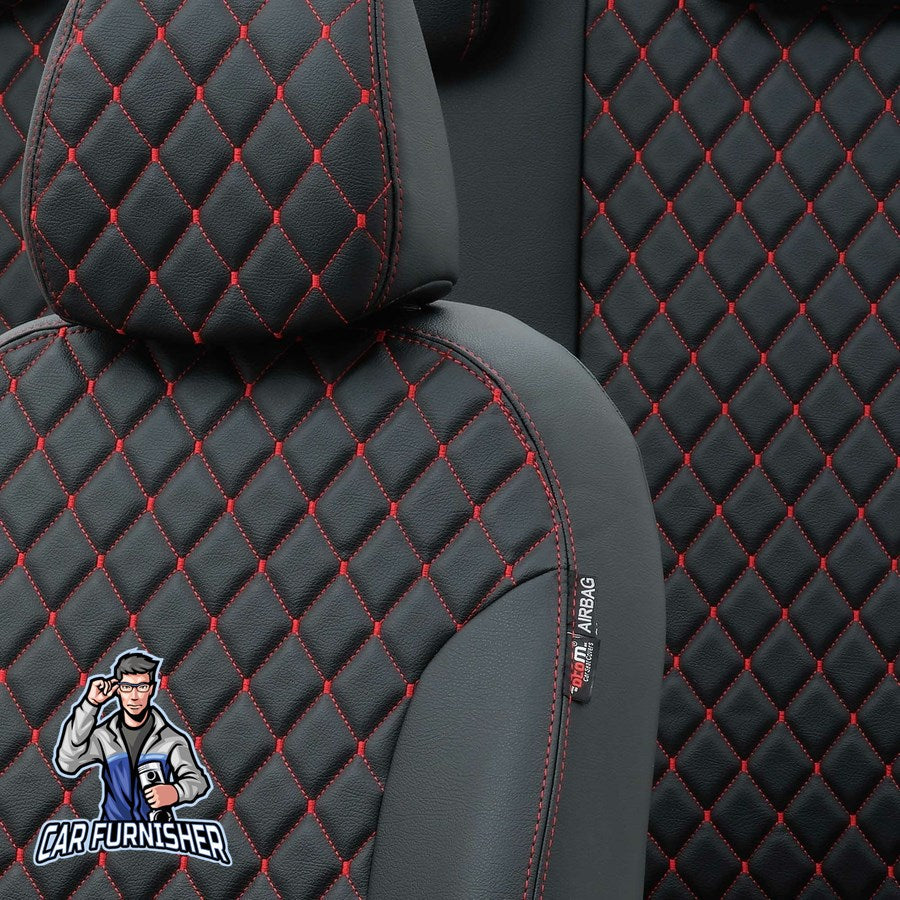 Opel Vectra Car Seat Covers 1988-2008 A/B/C Madrid Design Dark Red Full Set (5 Seats + Handrest) Full Leather