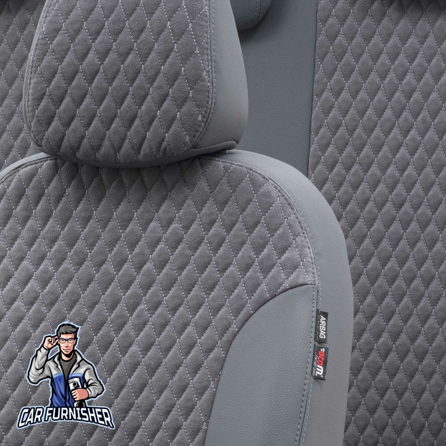 Ssangyong Korando Seat Covers Amsterdam Foal Feather Design Smoked Black Leather & Foal Feather