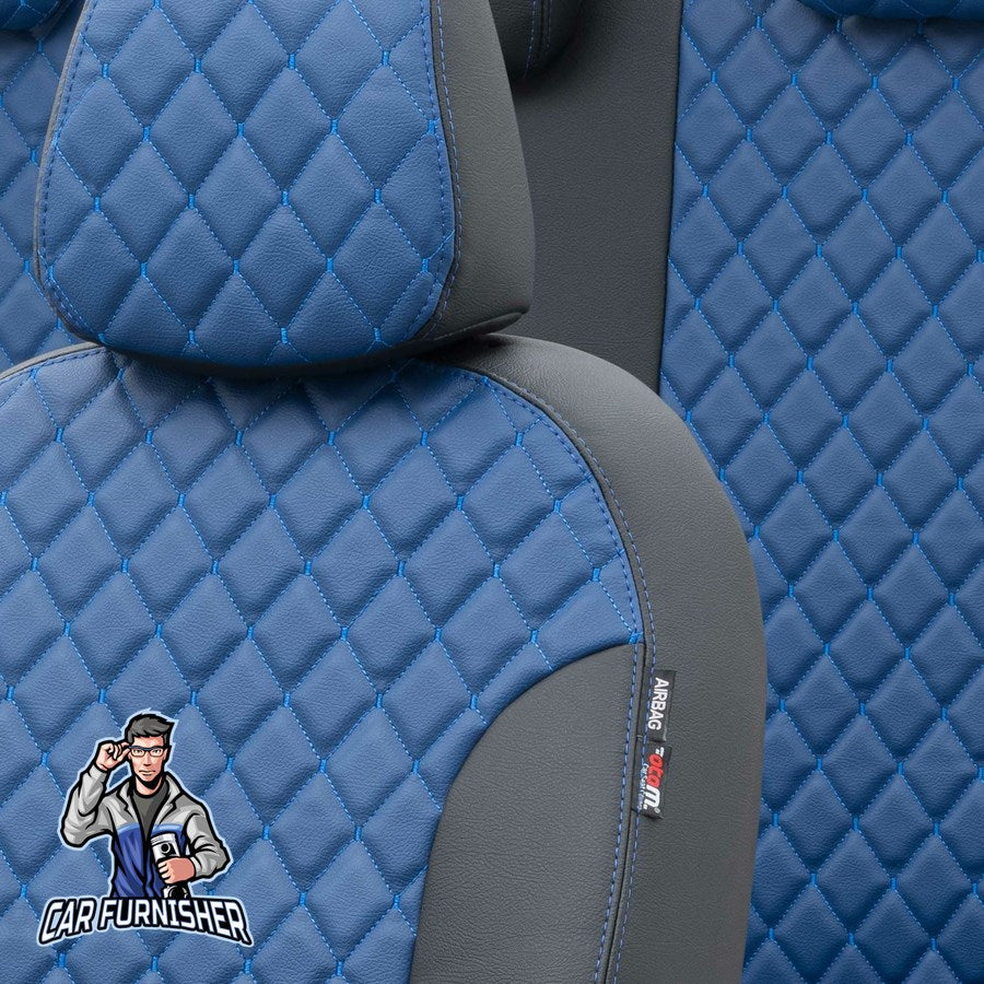 Renault Fluence Car Seat Covers 2009-2016 Madrid Design Blue Full Set (5 Seats + Handrest) Full Leather