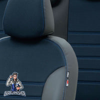 Thumbnail for Rover 75 Seat Covers Paris Leather & Jacquard Design Blue Leather & Jacquard Fabric