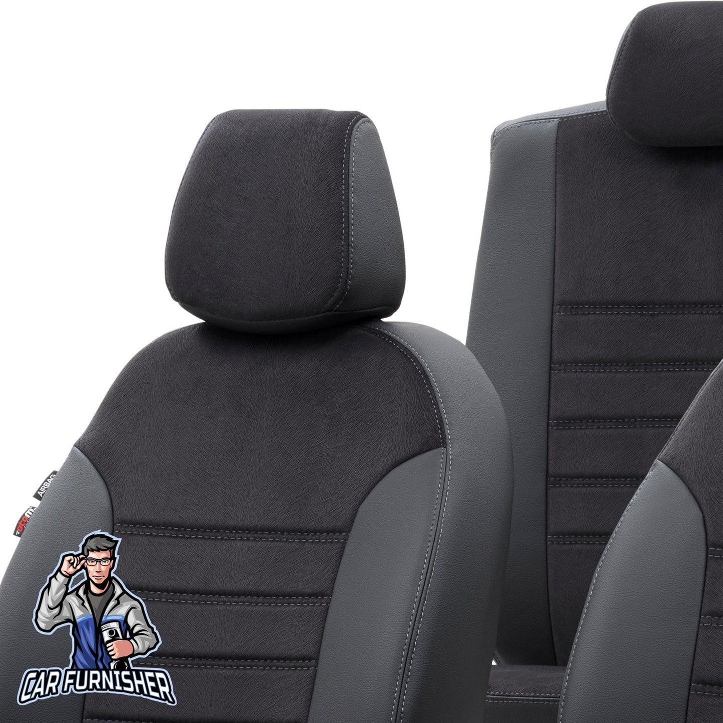 Mercedes Sprinter Seat Covers London Foal Feather Design Black Leather & Foal Feather