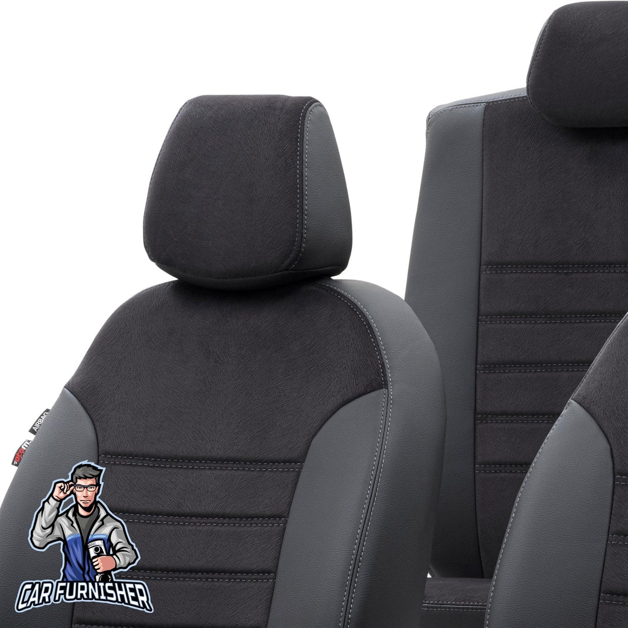Skoda Octavia Seat Covers London Foal Feather Design Black Leather & Foal Feather