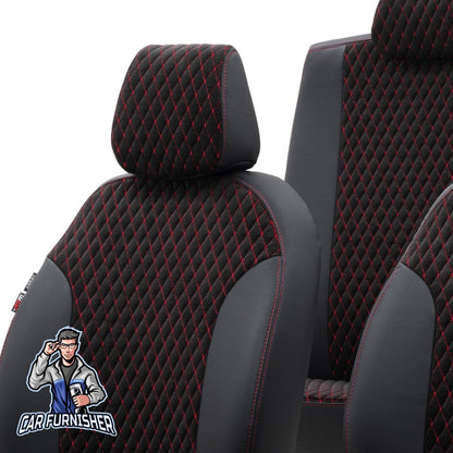 Opel Antara Car Seat Covers 2006-2015 Amsterdam Foal Feather Red Full Set (5 Seats + Handrest) Leather & Foal Feather