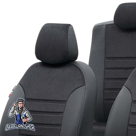 Renault Zoe Seat Covers Milano Suede Design Black Leather & Suede Fabric