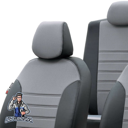 Suzuki Jimny Seat Covers Paris Leather & Jacquard Design Gray Leather & Jacquard Fabric