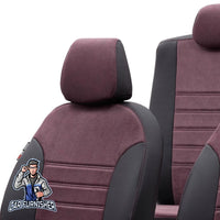 Thumbnail for Jeep Compass Seat Covers Milano Suede Design Burgundy Leather & Suede Fabric
