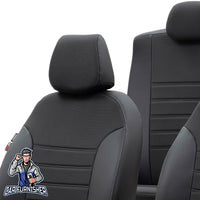 Thumbnail for Nissan Pulsar Seat Covers Paris Leather & Jacquard Design Black Leather & Jacquard Fabric