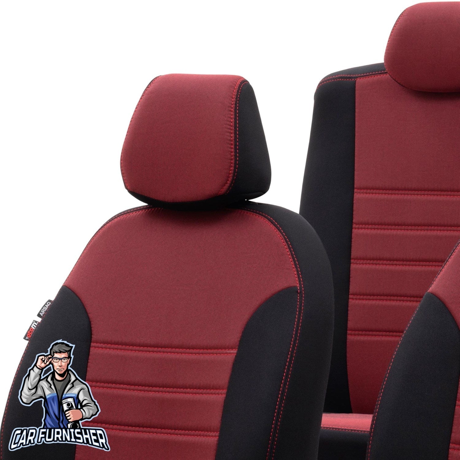 Mini Clubman Car Seat Covers 2015-2023 Original Design Red Full Set (5 Seats + Handrest) Fabric