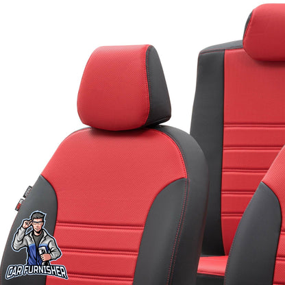 Isuzu NPR Seat Covers New York Leather Design Red Leather