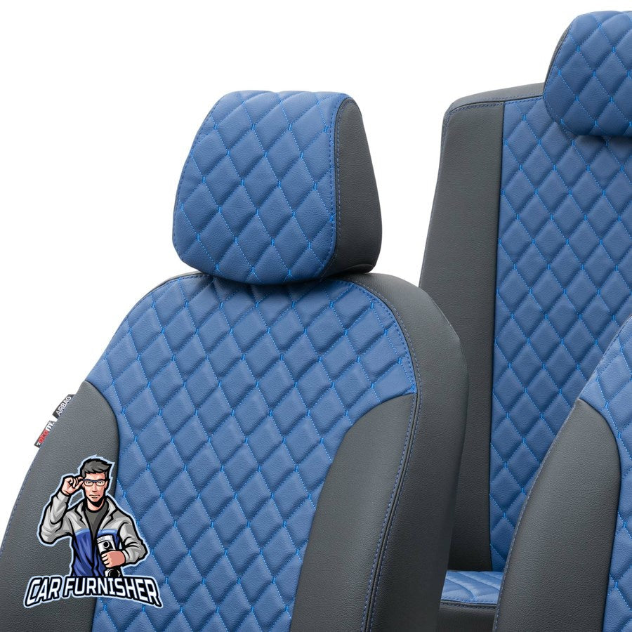 Opel Vectra Car Seat Covers 1988-2008 A/B/C Madrid Design Blue Full Set (5 Seats + Handrest) Full Leather