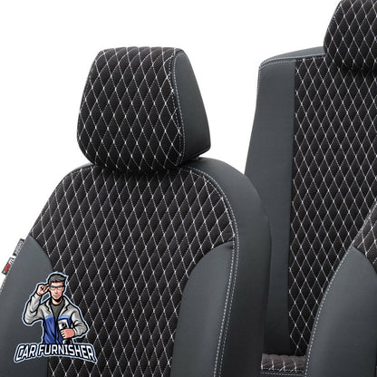 Mazda E2200 Seat Covers Amsterdam Foal Feather Design Dark Gray Leather & Foal Feather