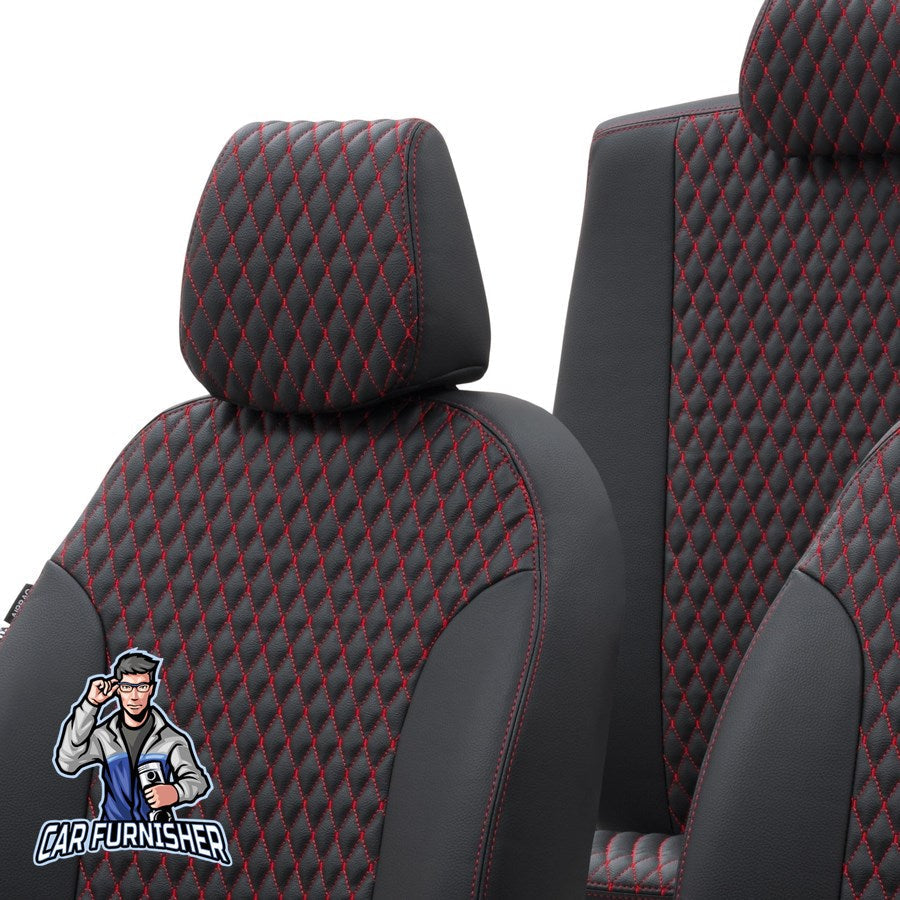 Seat Leon Car Seat Covers 1999-2023 Amsterdam Design Red Full Set (5 Seats + Handrest) Full Leather
