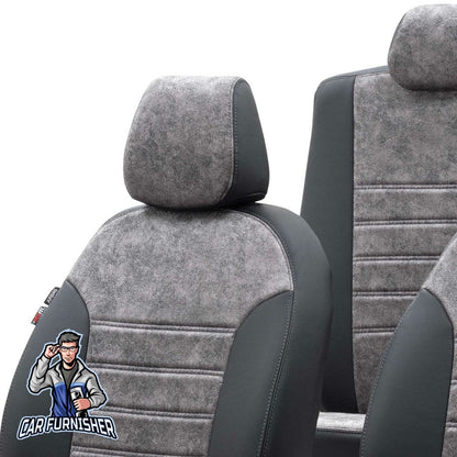 Nissan Primera Seat Covers Milano Suede Design Smoked Black Leather & Suede Fabric