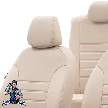 Peugeot 301 Car Seat Covers 2012-2023 New York Design Beige Full Set (5 Seats + Handrest) Leather & Fabric