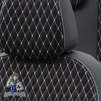 Skoda Kodiaq Seat Covers Amsterdam Foal Feather Design Dark Gray Leather & Foal Feather