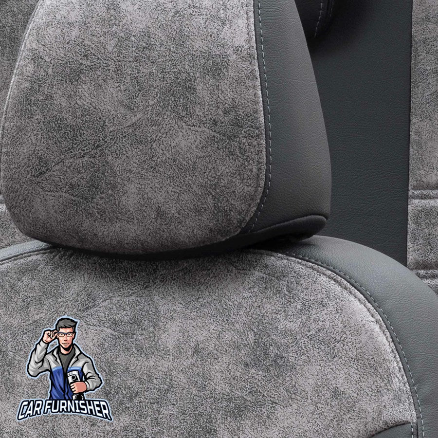 Nissan Almera Seat Covers Milano Suede Design Smoked Black Leather & Suede Fabric