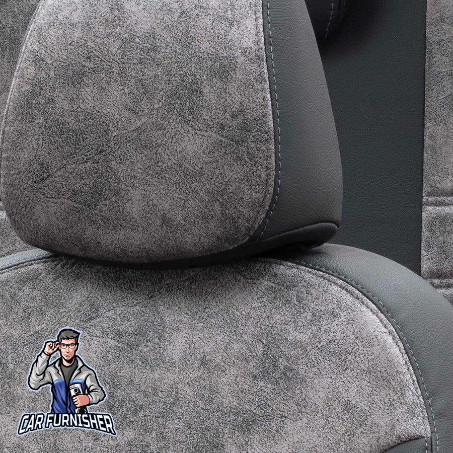 Skoda Kodiaq Seat Covers Milano Suede Design Smoked Black Leather & Suede Fabric