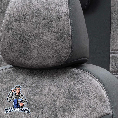 Kia Stonic Seat Covers Milano Suede Design Smoked Black Leather & Suede Fabric