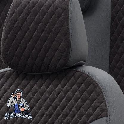 Peugeot 206 Car Seat Covers 1999-2012 Amsterdam Foal Feather Black Full Set (5 Seats + Handrest) Leather & Foal Feather