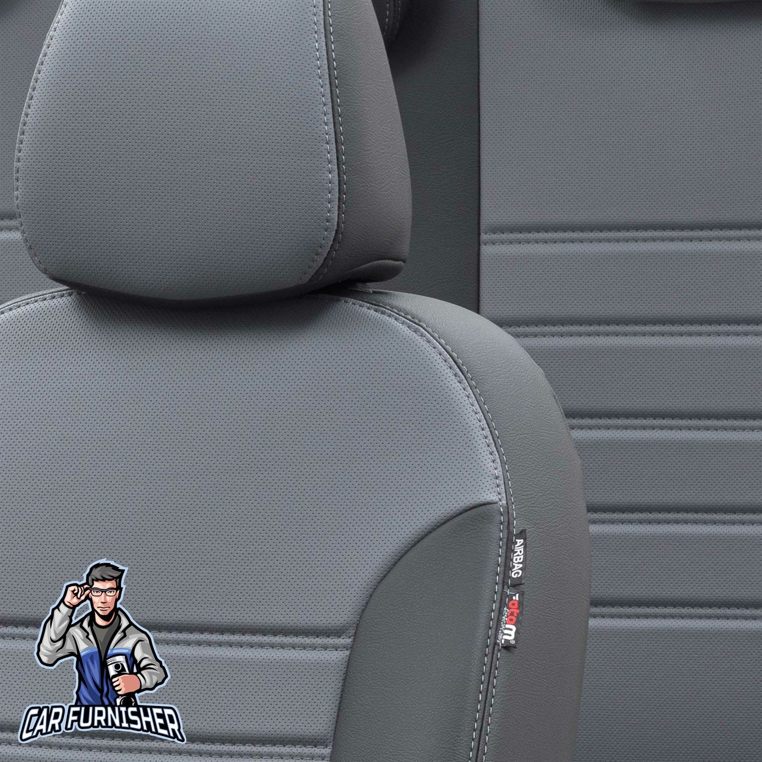 Mini Clubman Car Seat Covers 2015-2023 Istanbul Design Smoked Black Full Set (5 Seats + Handrest) Leather & Fabric