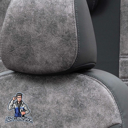 Skoda Yeti Seat Covers Milano Suede Design Smoked Black Leather & Suede Fabric