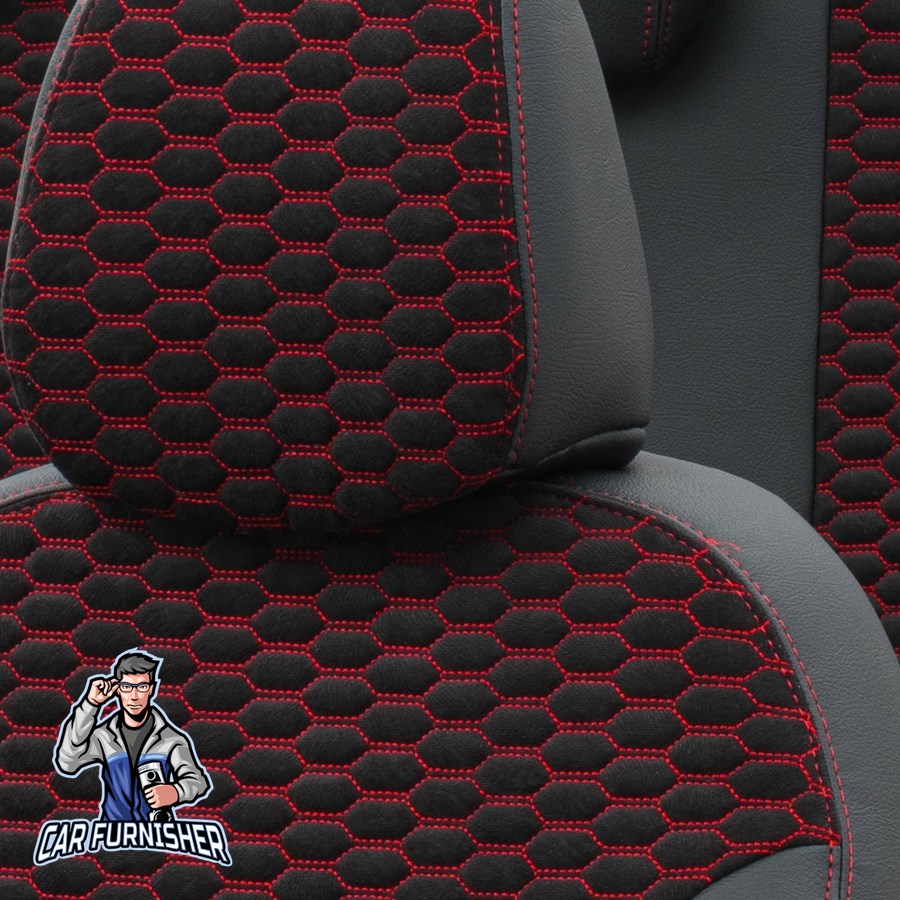 Opel Vectra Car Seat Covers 1988-2008 A/B/C Tokyo Foal Feather Red Full Set (5 Seats + Handrest) Leather & Foal Feather