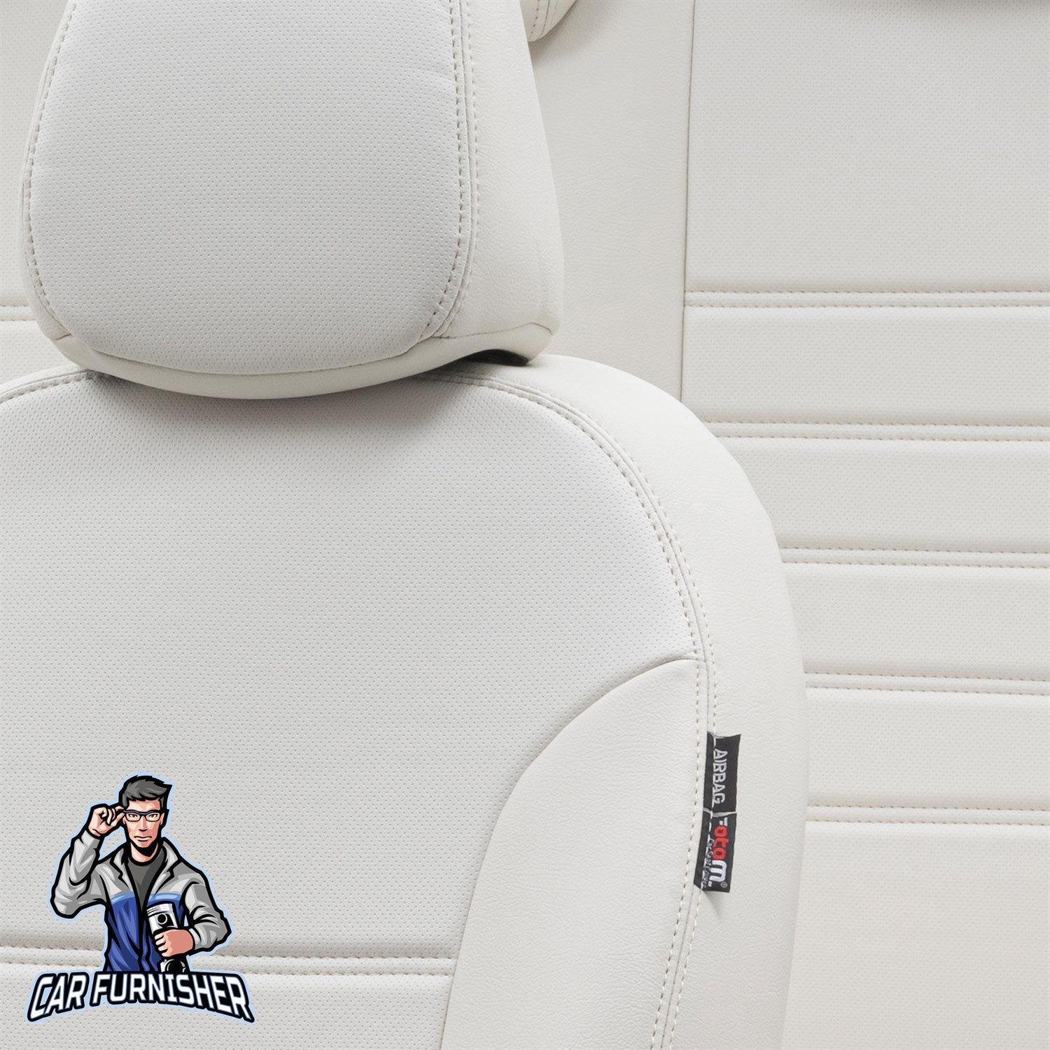 Mini Cooper Car Seat Covers 2002-2023 Istanbul Design Ivory Full Set (5 Seats + Handrest) Leather & Fabric