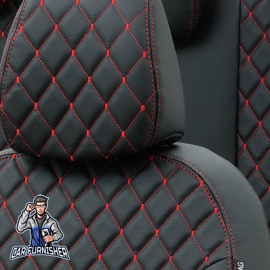 Opel Vectra Car Seat Covers 1988-2008 A/B/C Madrid Design Dark Red Full Set (5 Seats + Handrest) Full Leather