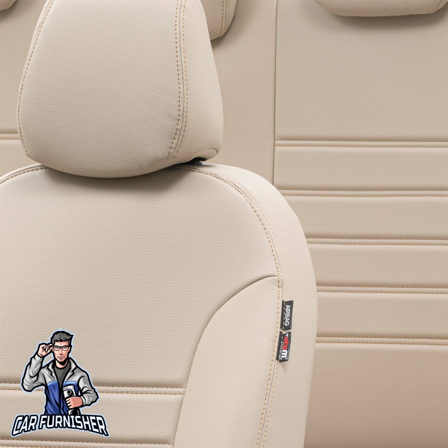 Mitsubishi Outlander Car Seat Covers 2012-2023 Istanbul Design Beige Leather & Fabric